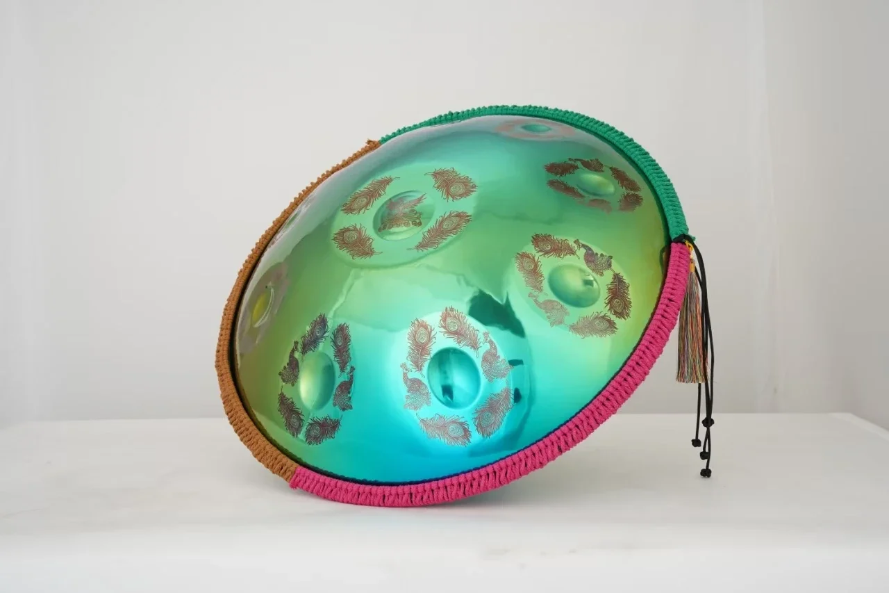 

12/9/10 tone 432 Hz steel tambourine percussion instrument, tambourine with special tote bag, mallet, tambourine stand, wipe
