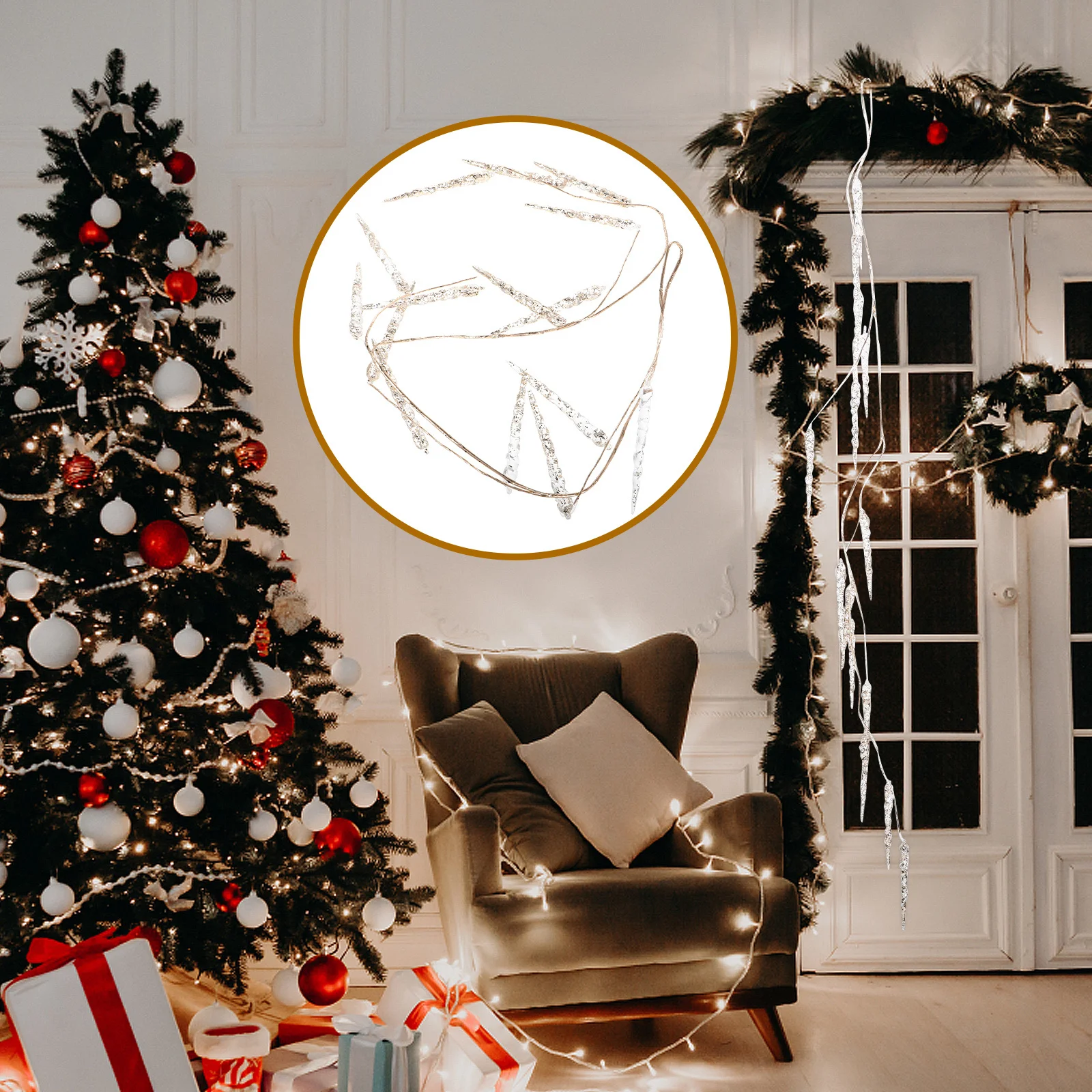 

Gold Needle Christmas Tree Drop Pendant Clear Acrylic Hanging Ornament Elegant Crystal Decoration Holiday Winter Wedding Decor