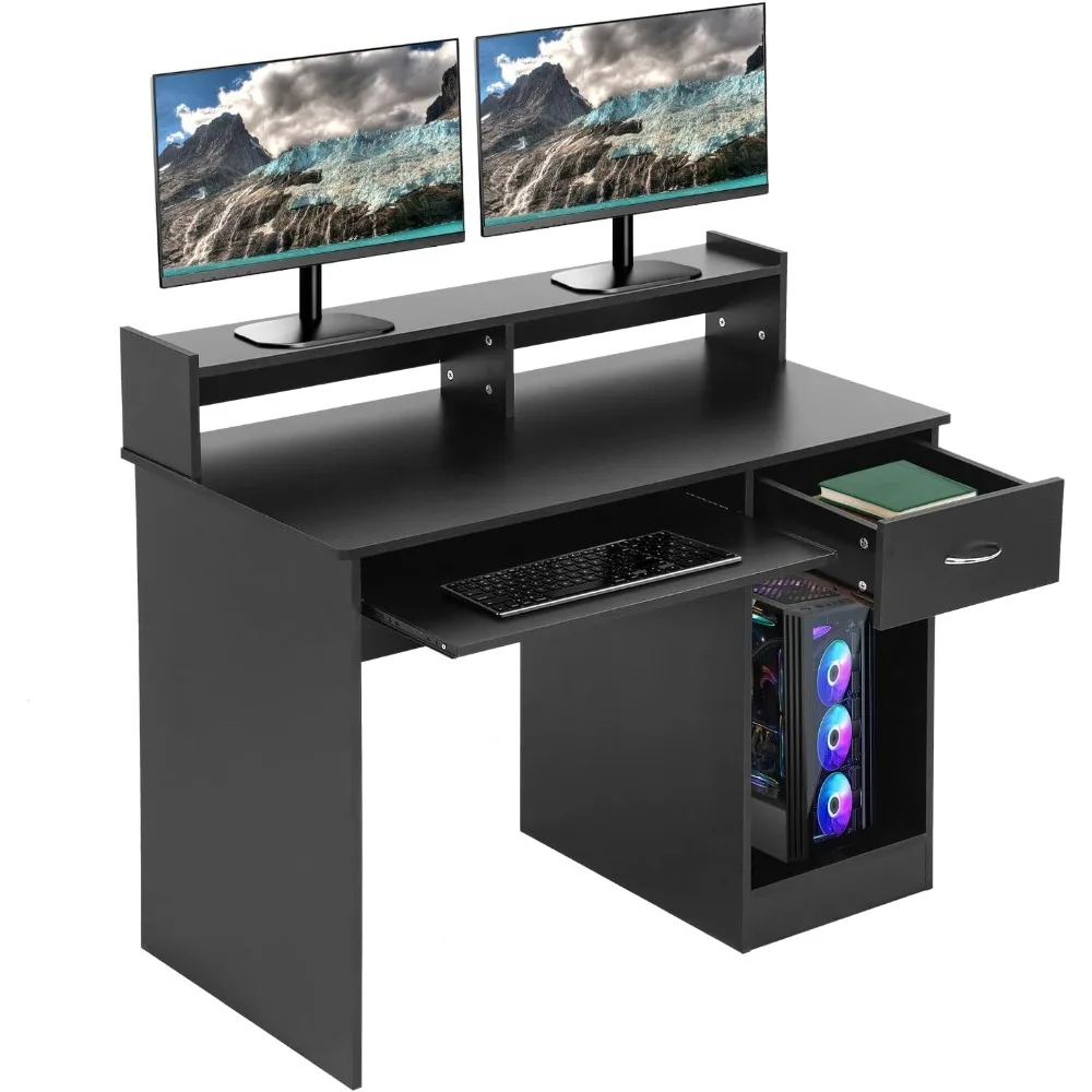 

Office Desk, Computer Desk With Drawers Keyboard Tray 43" Study Writing Desks For Home With Storage Shelves, Desks