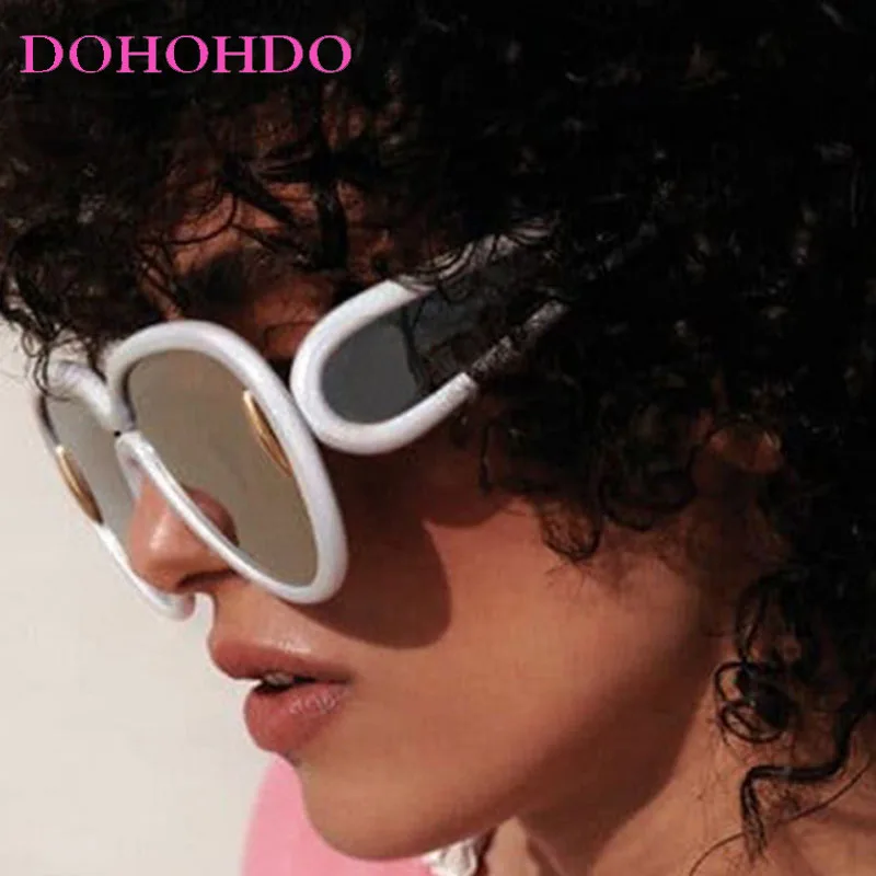 

DOHOHDO 2026 New Vintage Men Women Big Sunglasses Men Punk Shades Brand Designer Unisex Sun Glasses Black Lense Sunglasses UV400