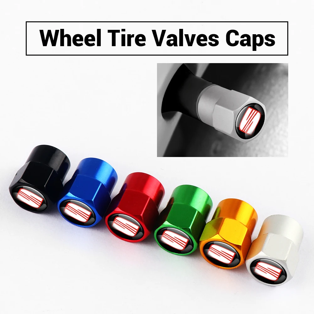 4Pcs Car Styling Aluminum Wheel Tire Bolt-in Valve Cap Emblem For Seat Cupra FR Racing Ibiza Leon E-racer Ateca Alhambra Tarraco