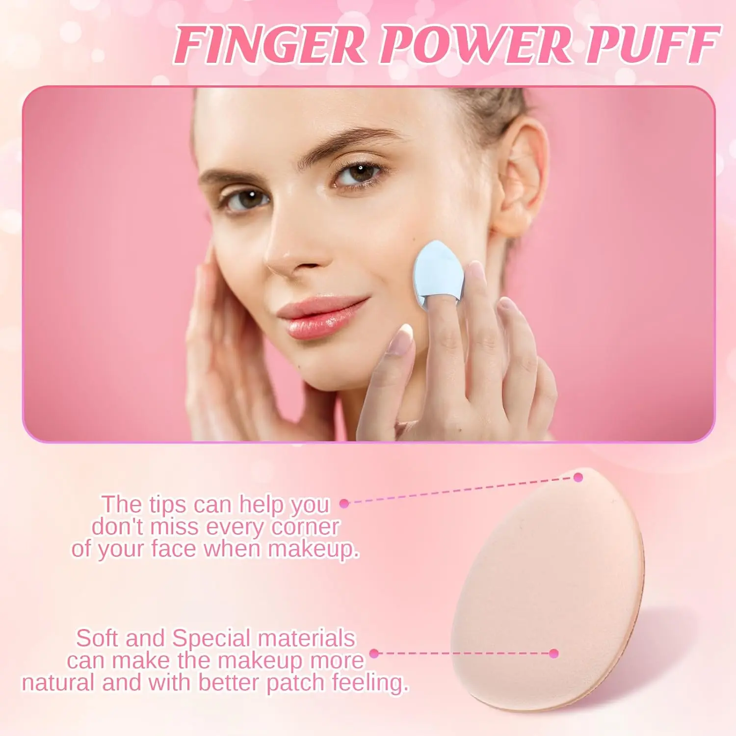 72個のフィンガーパウダーパフミニメイクアップスポンジ、ファンデーション、フェイスパウダー、コンシーラー、リペアクリーム用のソフトビューティーブレンダーパフ