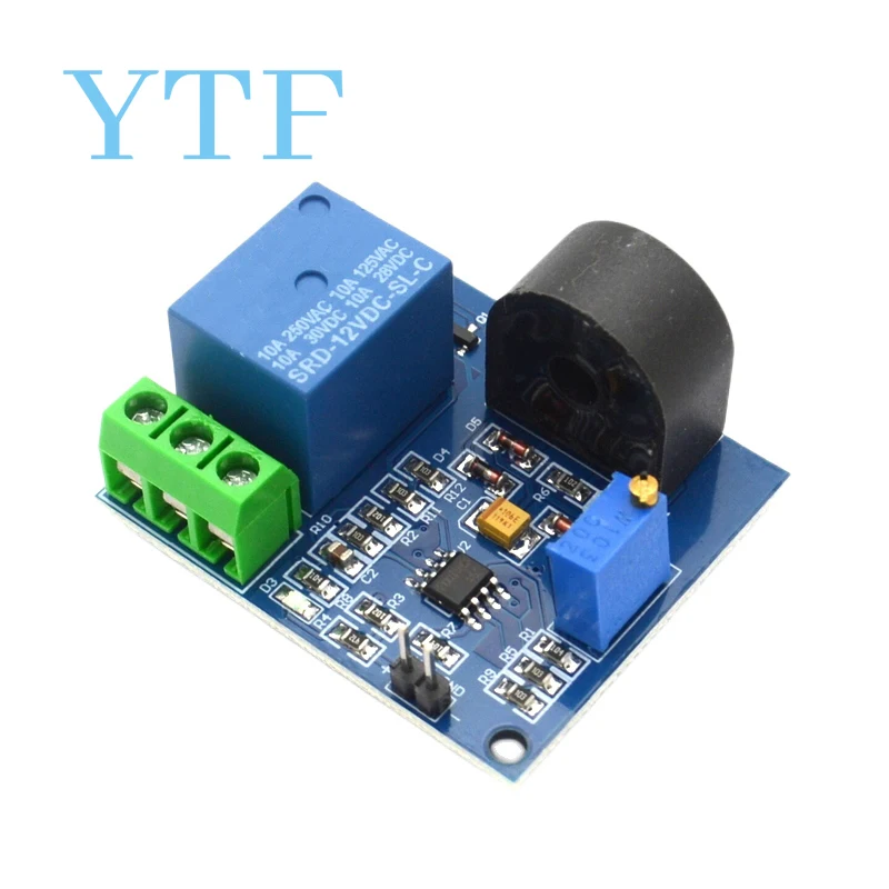 Módulo de Sensor de protección contra sobrecorriente 5A, Sensor de detección de Corriente CA, relé de 12V