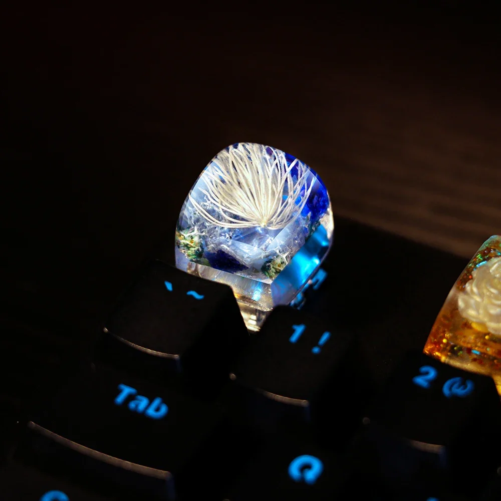 1 Piece DIY Mechanical Keyboard Key Caps The Summer of Sage Salvia Handmade Keycap Personalized Artisan Resin Backlit RGB Keycap