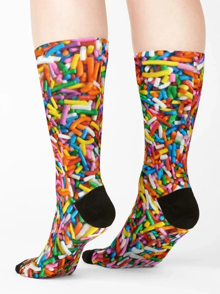 Rainbow Sprinkles Candy Pattern Jimmies Socks floral warm winter designer brand loose Men Socks Women's