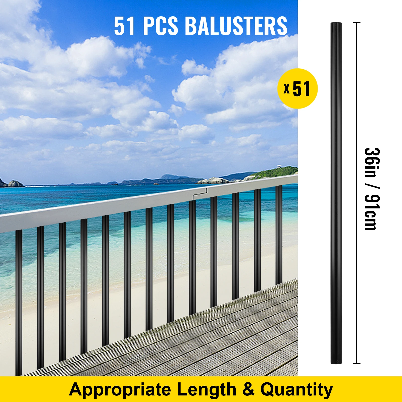 

Stair Balusters Metal Deck Spindles Staircase Baluster with Screws Aluminum Alloy Deck Railing