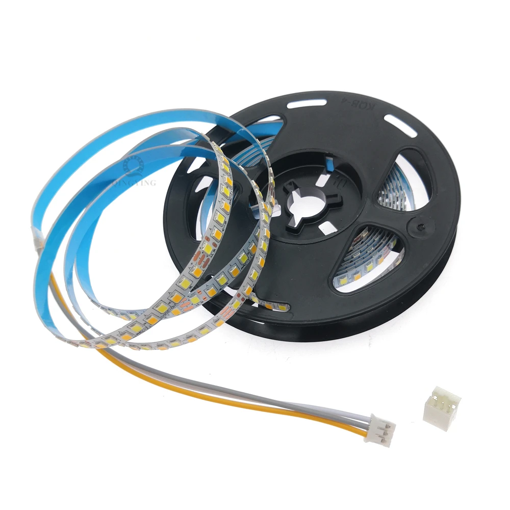 3 Meters/roll Dual Colors SMD2835 LED Strip Contant Current 220-260mA For Repairing Chandeliers, 3000K+6500K Bicolor LED Ribbon