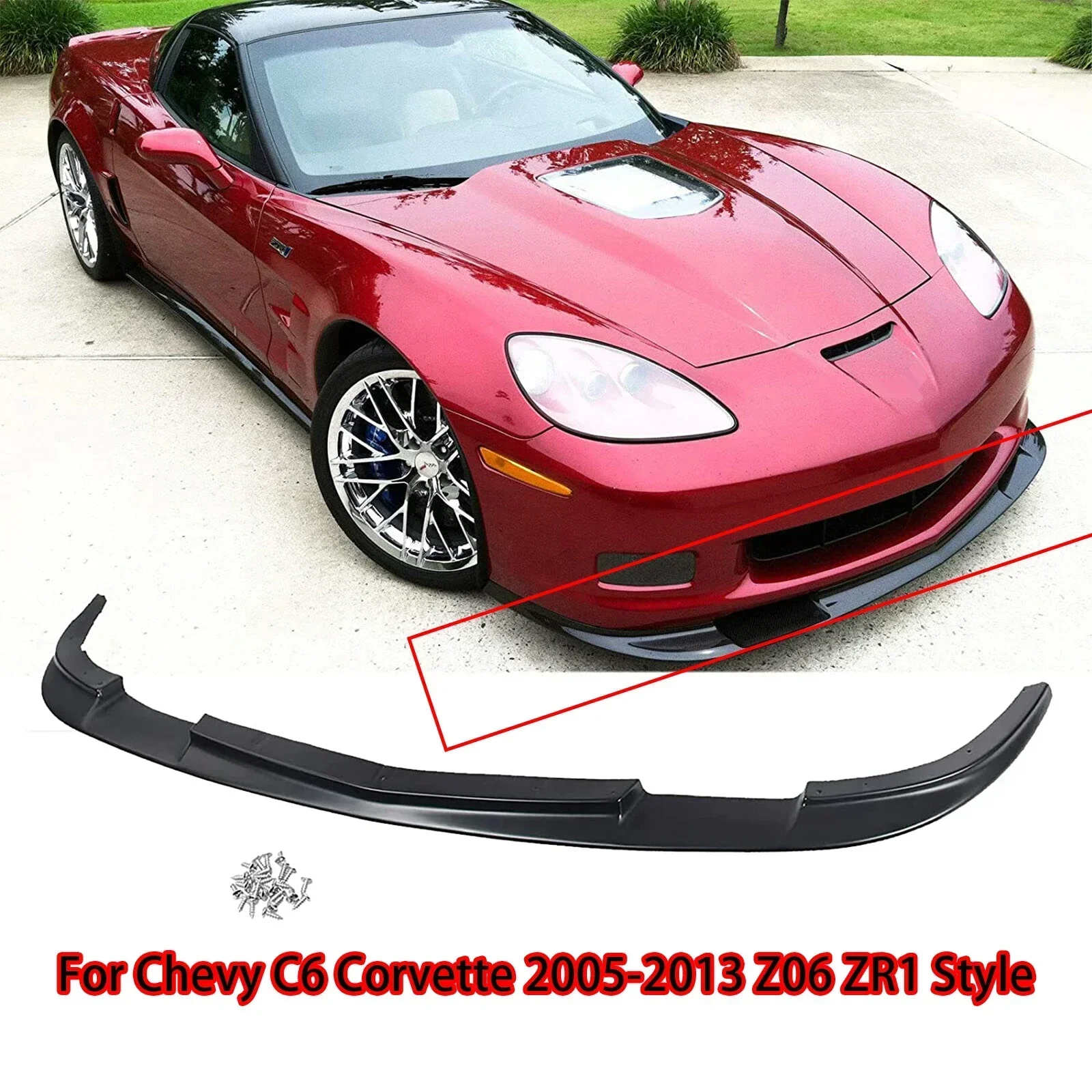 

Car Front Bumper Lip Splitter Lip For Chevrolet Corvette C6 2005-2013 Z06 ZR1 Style Glossy Black Matte Black Car Accessories