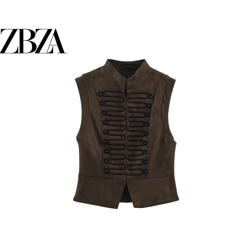 Fashionable Velvet Textured Knot Button Vest Top Women's T-shirt Standard Fit Polyester Fabric No Sleeve Summer Fashion