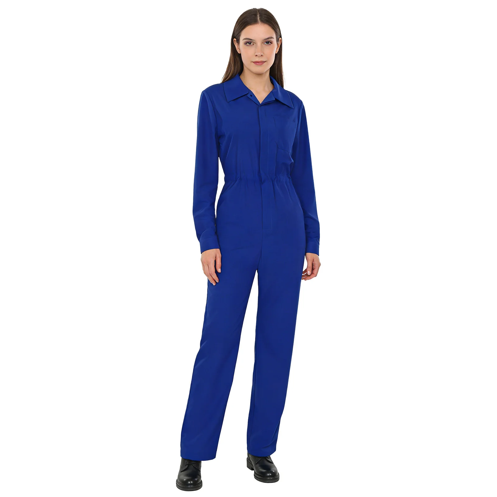 

Women Fashion Full Body Cover Work Coverall Casual Solid Color Cargo Rompers Long Sleeve Labor Jumpsuit for Work Travel Holiday