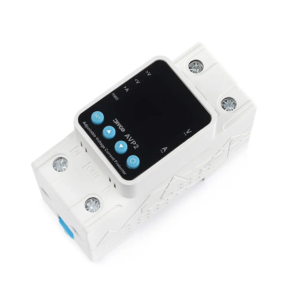 AVP2 2P Adjustable Over Under Voltage Over Current Protector Self-recovery Din Rail Voltage Protective Auto Protection Switch