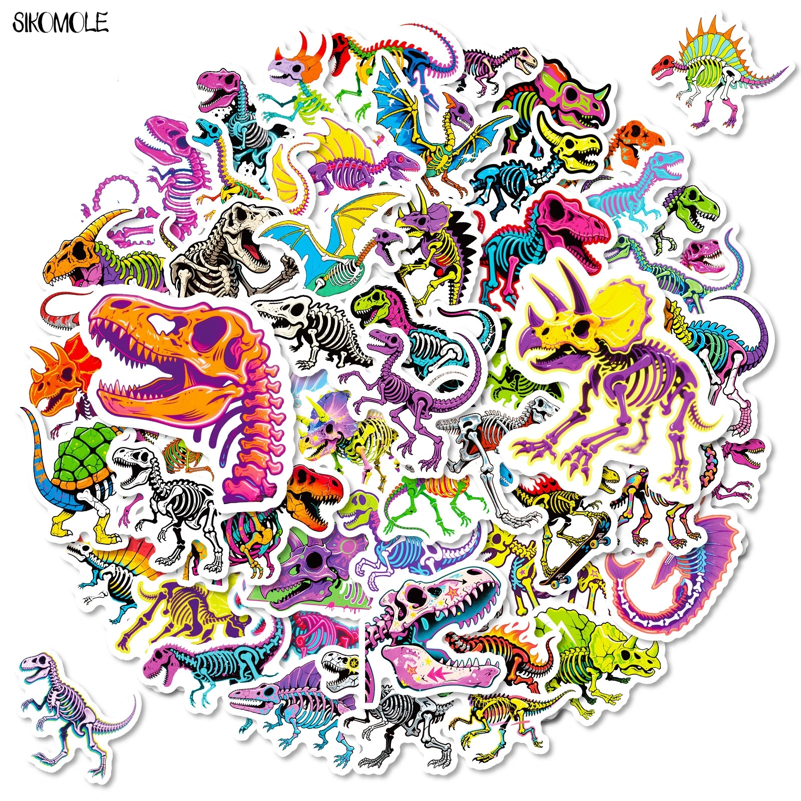 10/30/56 個漫画カラフルなスケルトン恐竜ステッカー美的 DIY スクラップブック文房具スーツケースデカール落書きステッカーおもちゃ