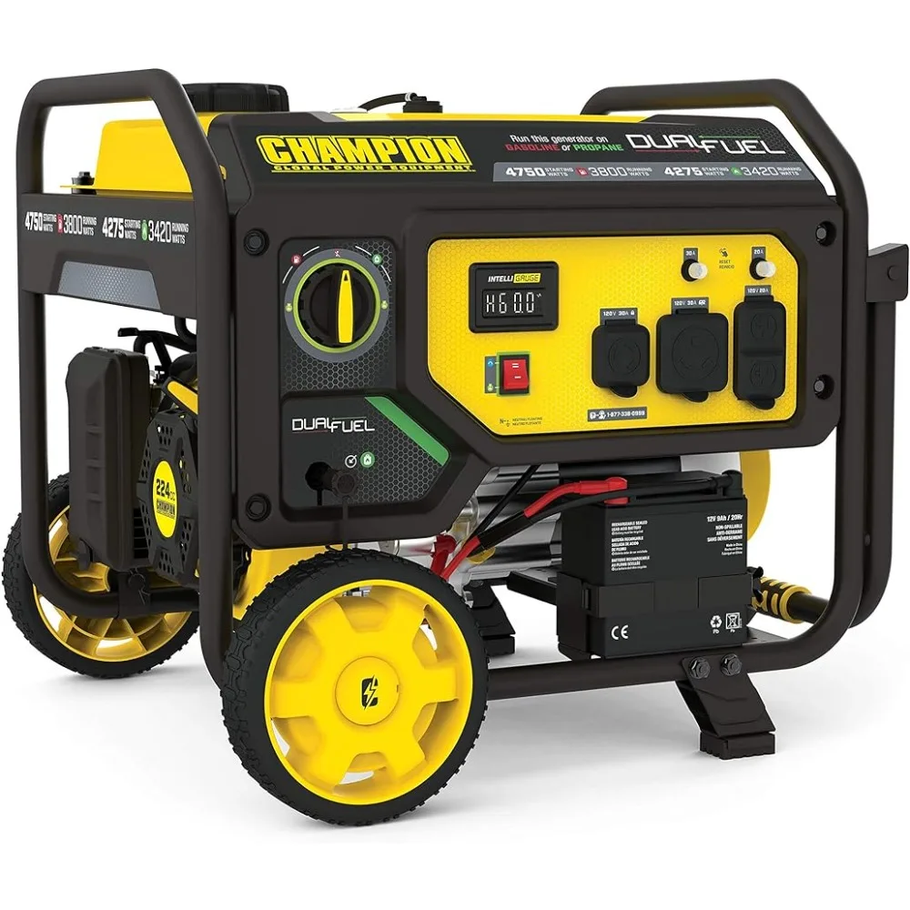 Champion Power Equipment 201052 4750/3800-Watt Dual Fuel Portable Generator with Electric Start, Wheel Kit