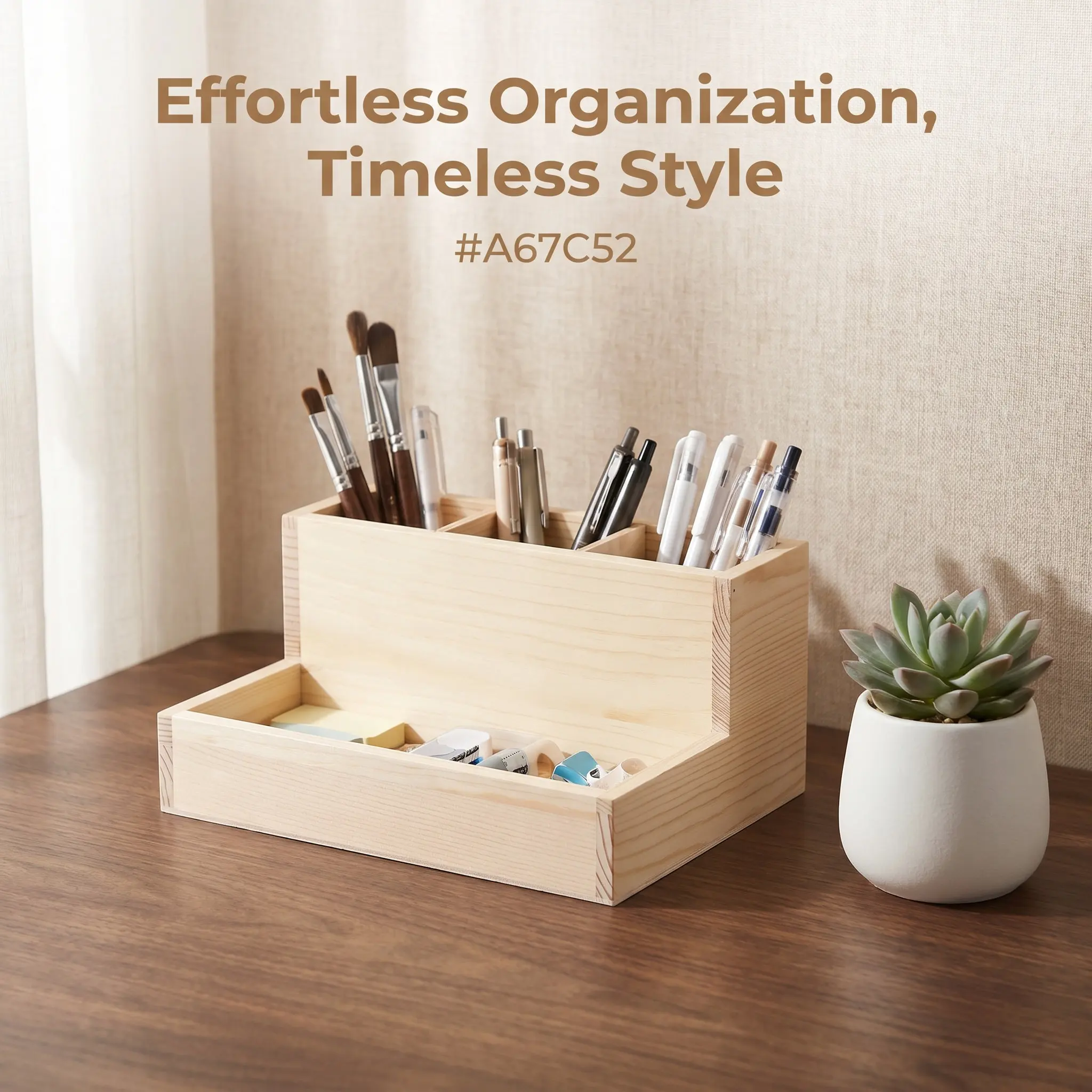 Wooden Desktop Makeup Organizer Multi-Grid Storage Box Sturdy Cosmetics Holder Compact Organizer for Vanity Dressing Table