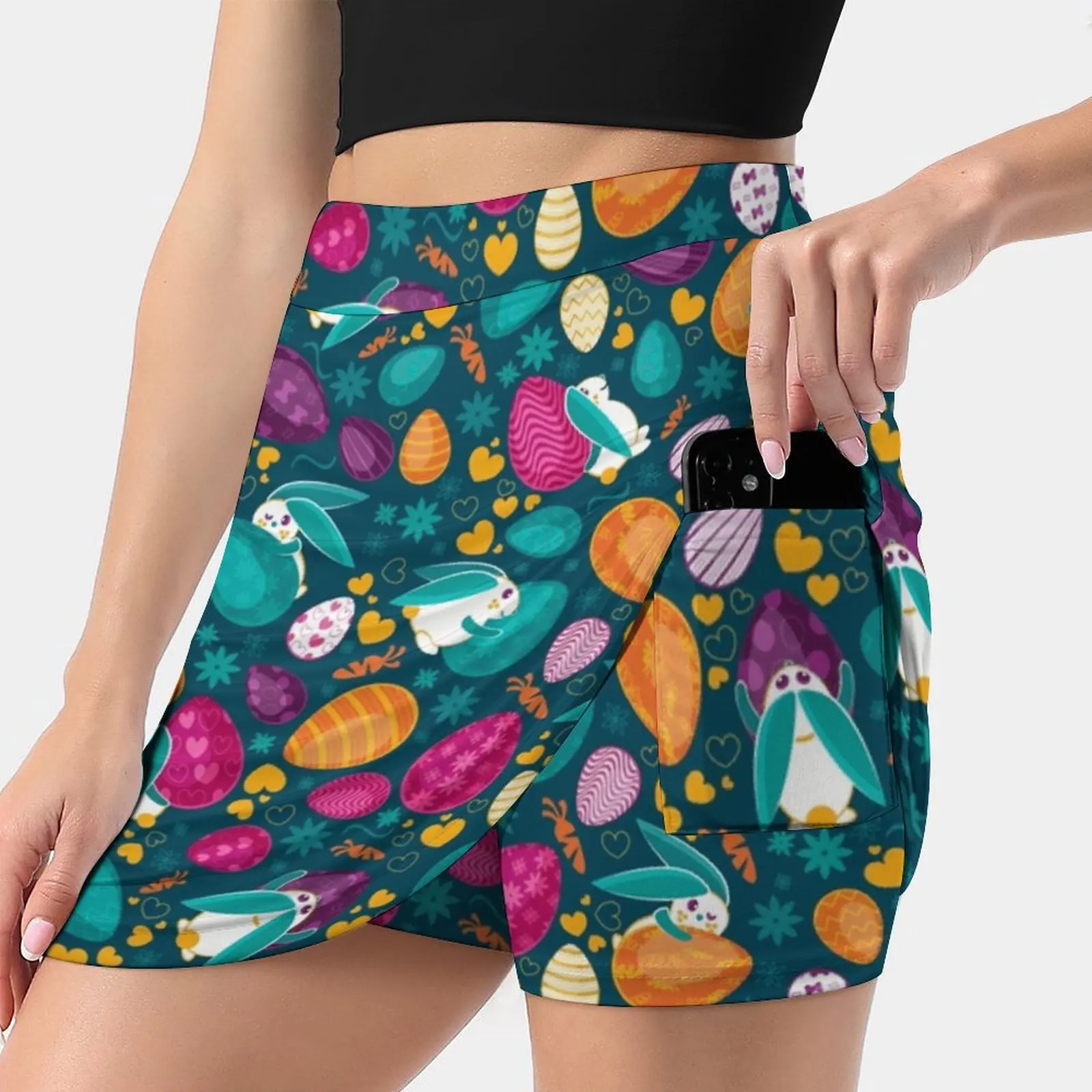 Busy Easter Bunnies 1 Women'S Fashion Sporting Skirt With Pockets Tennis Golf Running Skirts Digitalart Creative Animal Animals