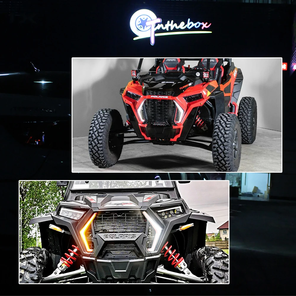 Lampu aksen taring depan UTV LED warna ganda lampu sinyal Amber & DRL putih untuk Polaris RZR XP 4 TURBO / RZR XP 4 1000