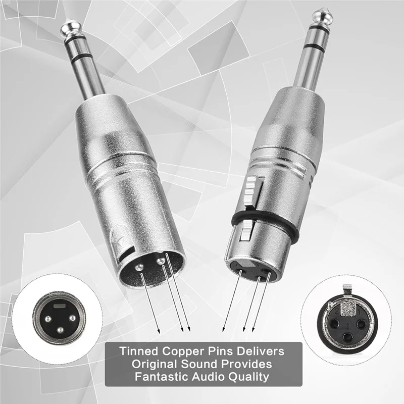 ABKJ-10 Pack XLR Adapter, 5 Pcs Male To XLR Male Adapter And 5 Pcs Male To XLR Female Adapter,1/4 Inch TRS To XLR Connector