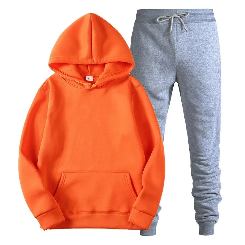 طقم هوديي وسراويل كاجوال للرجال - سويت شيرت ناعم مع جيب الكنغر والركض برباط موضة ملابس الشارع للخريف والشتاء #6