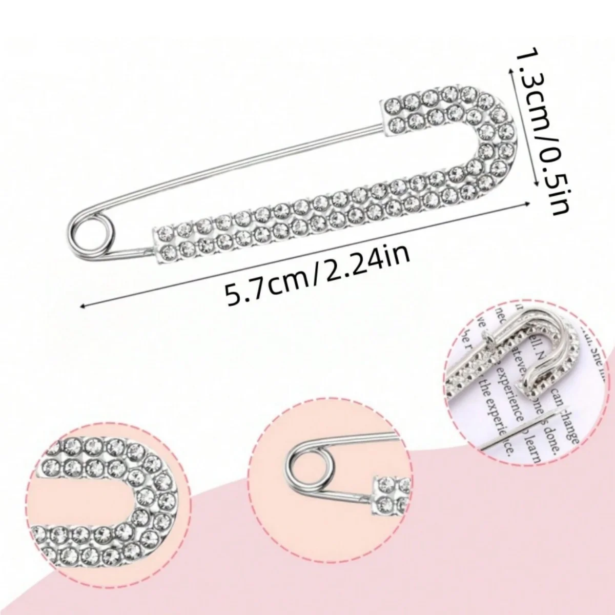 Luxury Elegent Gold Color Crystal Zircon Pins Fashion Women Rhinestones Brooches Safety Metal Pin Shawl Scarf Jeans Buckle Party image 3