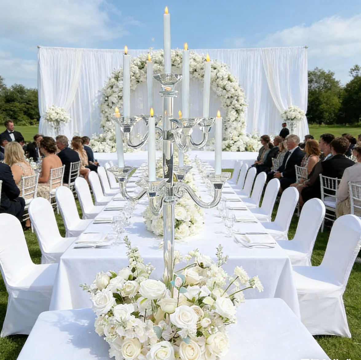 1-10pcs）105Cm Tall 9-Arm Table Candlestick big glass crystal flower stand New Wedding Crystal Candlestick Center Decoration