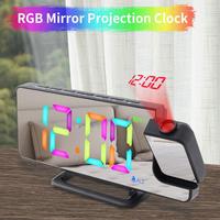 Projection Clock Large Mirror Screen Alarm Smart LED Display Projection Clock with RGB Lighting for Bedside Nightstand Desk