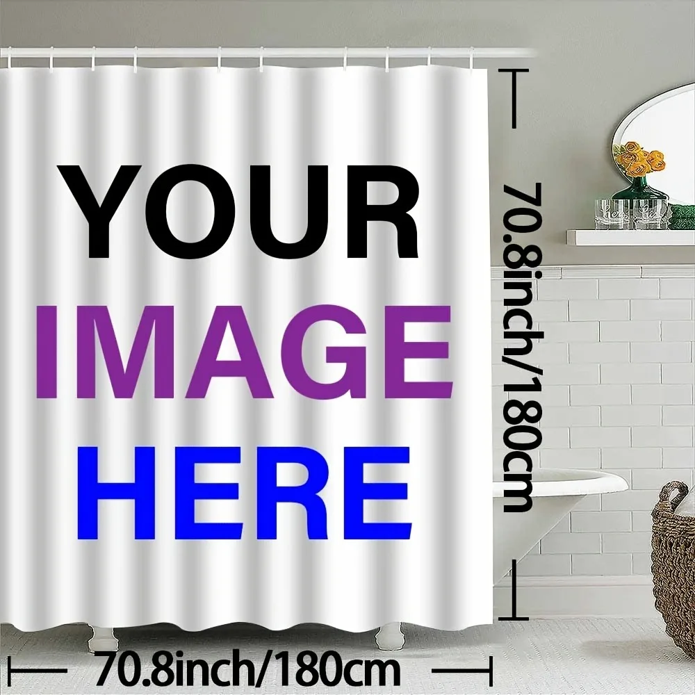 1pc Customized Photo Personalized Shower Curtain With Text Logo for Families And Friendsn for Bathtub Curtain for All Seasons