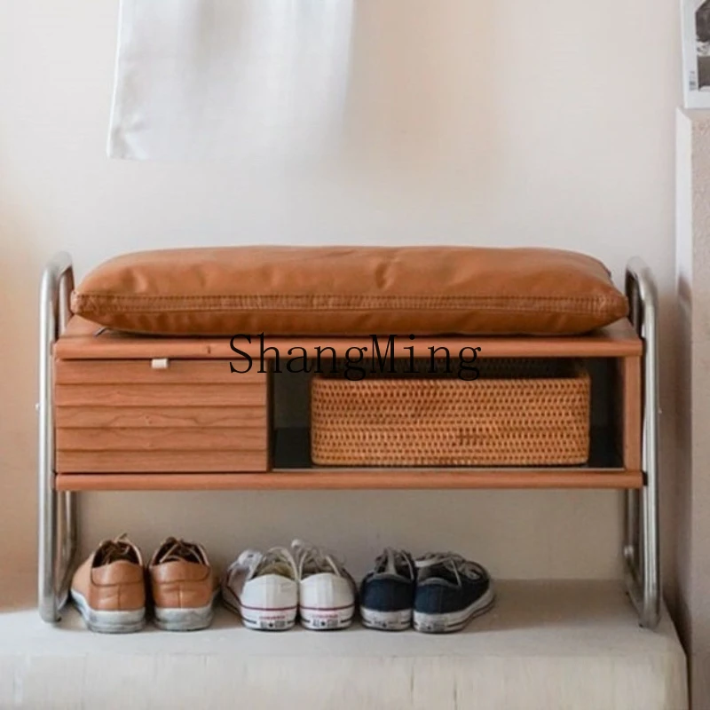 

SM shoe changing stool small apartment corridor shoe stool solid wood household door can sit shoe cabinet into the house