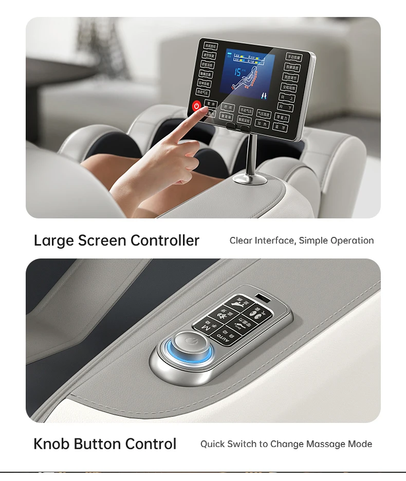 كرسي أريكة تدليك عالي الجودة أسود ثلاثي الأبعاد بدون جاذبية يخف من تعب الجسم بسرعة مع تقنية ضغط الهواء