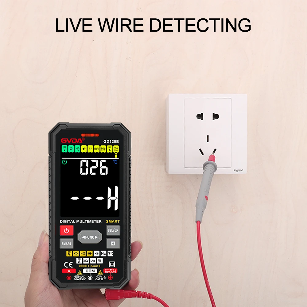 GVDA Smart Ture RMS Multimetr cyfrowy Auto Range NCV Inteligentny tester multimetro AC DC Napięcie Pojemność Ohm Hz Miernik