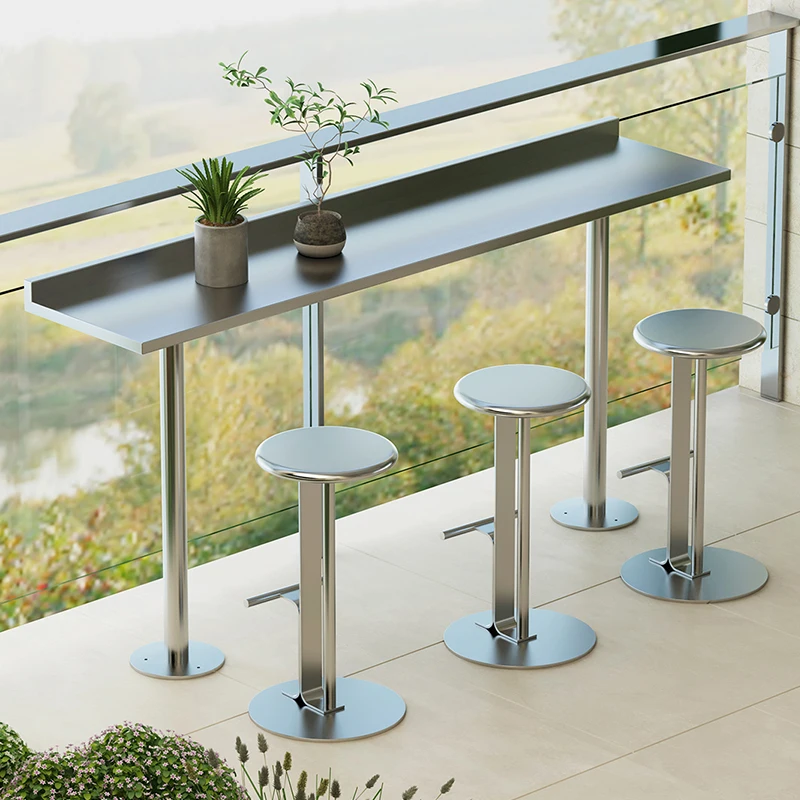

Stainless steel bar chair Outdoor chair High stool Outdoor high Outdoor bar table