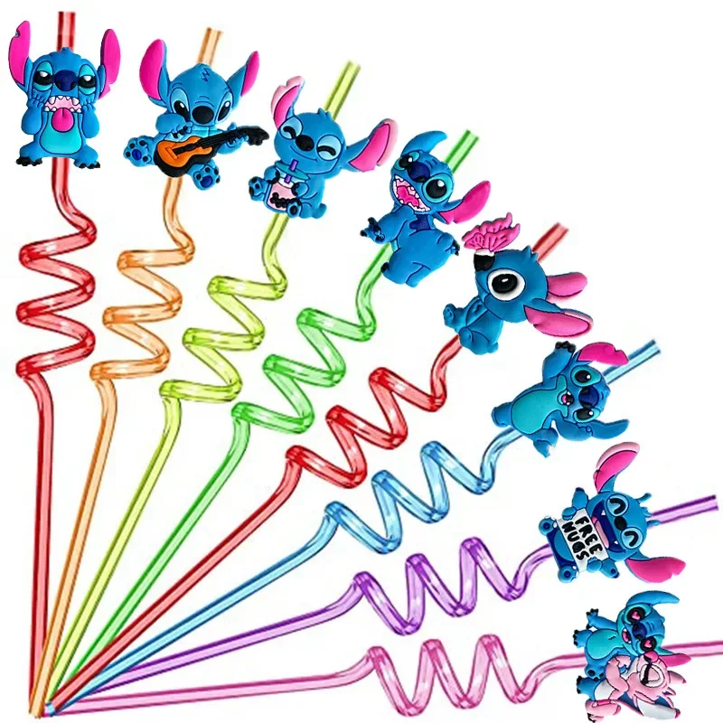 

Cartoon Stitch Series Curved Straw Ice Cream Straw Soft Rubber Environmentally Friend Material Food Grade Artistic Design Straw