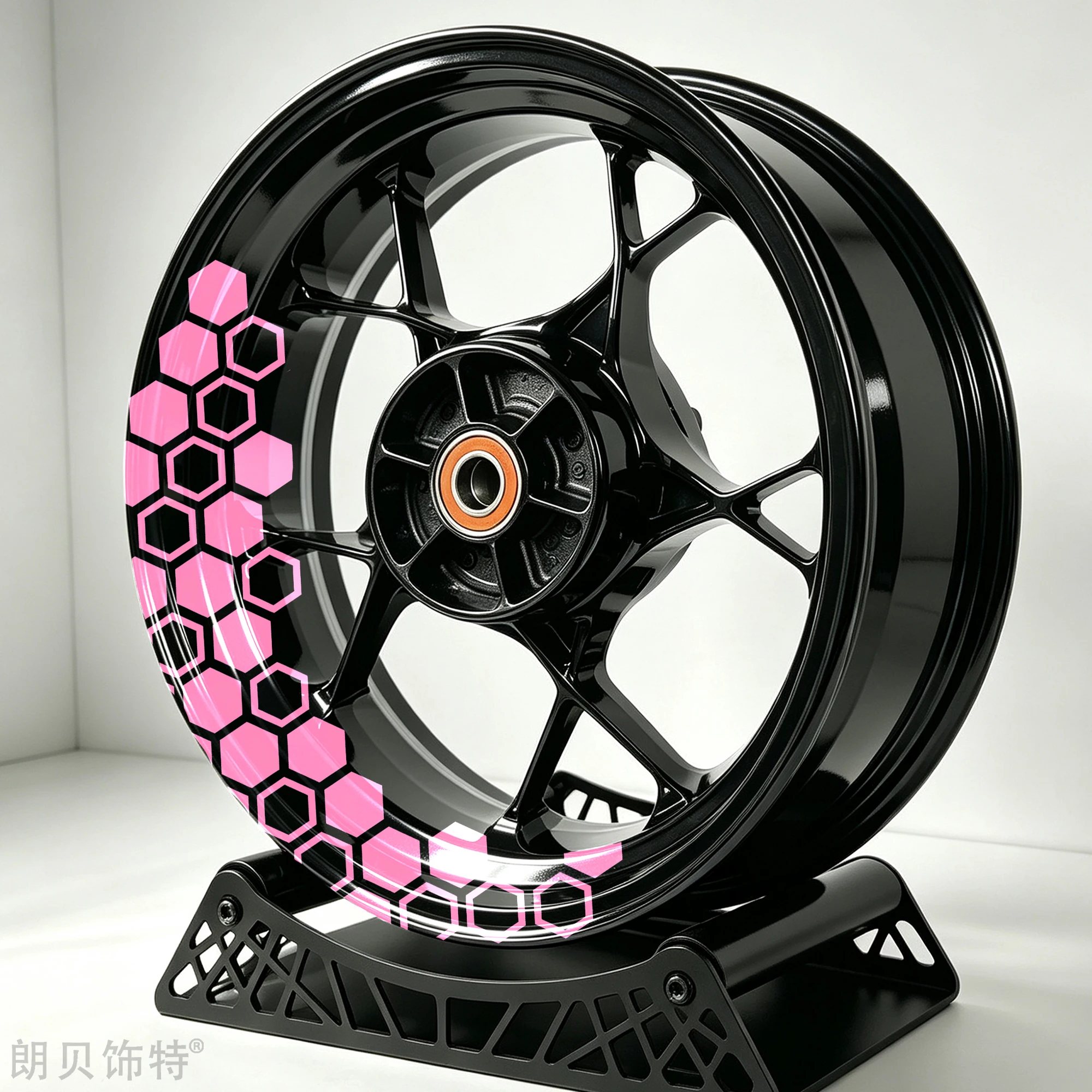 Motorcycle Wheel Rim Stickers 17 Inches Front Rear Honeycomb Hexagon Decals Waterproof Self Adhesive for Motorbike Scooter Decor view 4