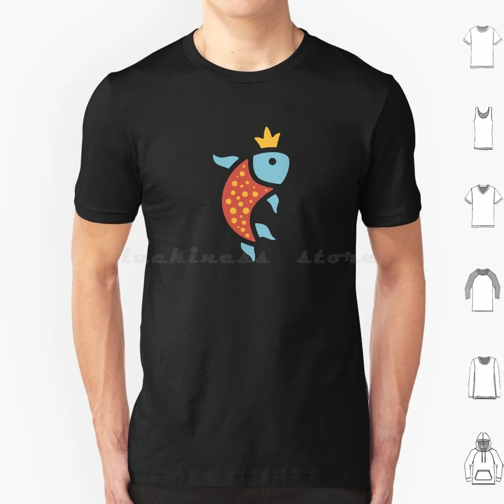 King Fish T Shirt Cotton Men Women DIY Print Chill Vibes Rad Nifty Kiwi Inside The Vector Fish Retro King Awesome Cute Cool