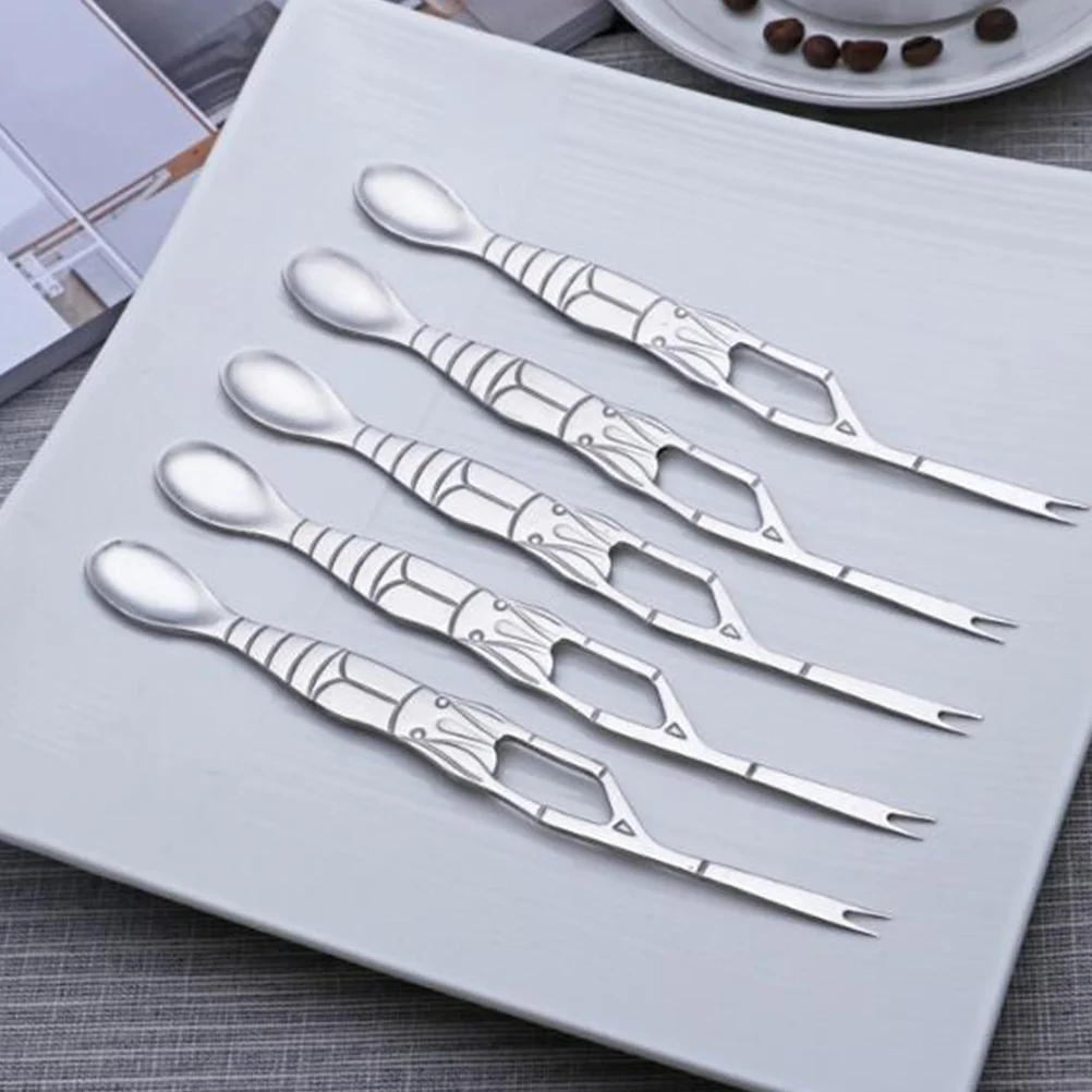 

4pcs Stainless Steel Dual Purpose Crab Spoon Fork Needle Seafood Tools For Home Restaurant Shellfish Oyster Lobster Utensils