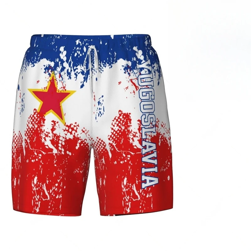 Fashion Yugoslavia Flag Beach Shorts Summer Casual Men Women 3D National Emblem Printed Short Pants Loose Quick Dry Swim Trunks