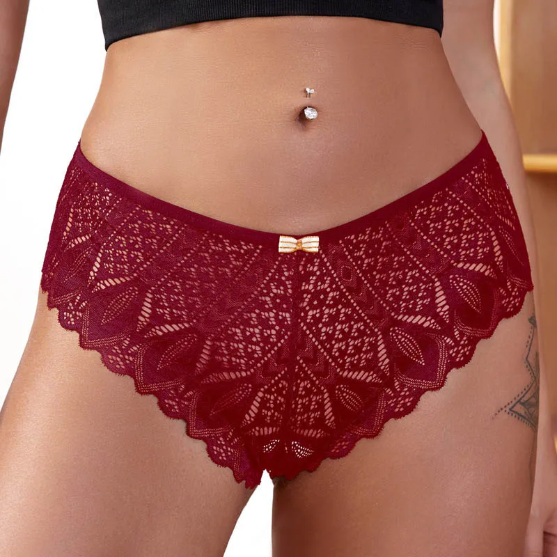 Meet\'r Women Sexy Lace Panties Low-waist G String Thong Underwear Female Hollow Out Lingerie Temptation Cross Bandage Intimates