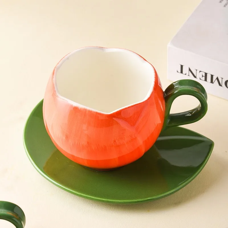 1pc Tulip Flower Shaped Cup&saucer Dining Table Coffee Mug Delicate Porcelain Mugs Afternoon Tea Teacup Fruit Juice Container