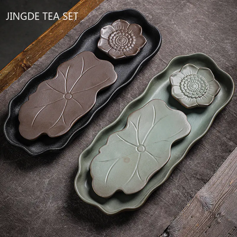 

Japanese Coarse Pottery Tea Tray Household Zen Water Storage Tea Table Trays Retro Ceramic Pot Bearing Teaware Decoration