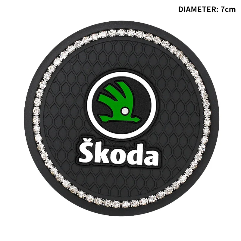 2Pcs Car Logo Holder Silicone Coaster For Skoda Octavia A5 Superb Old Febia Roomster 2013 2005-2008 Rapid Roomster Kodiaq Yeti