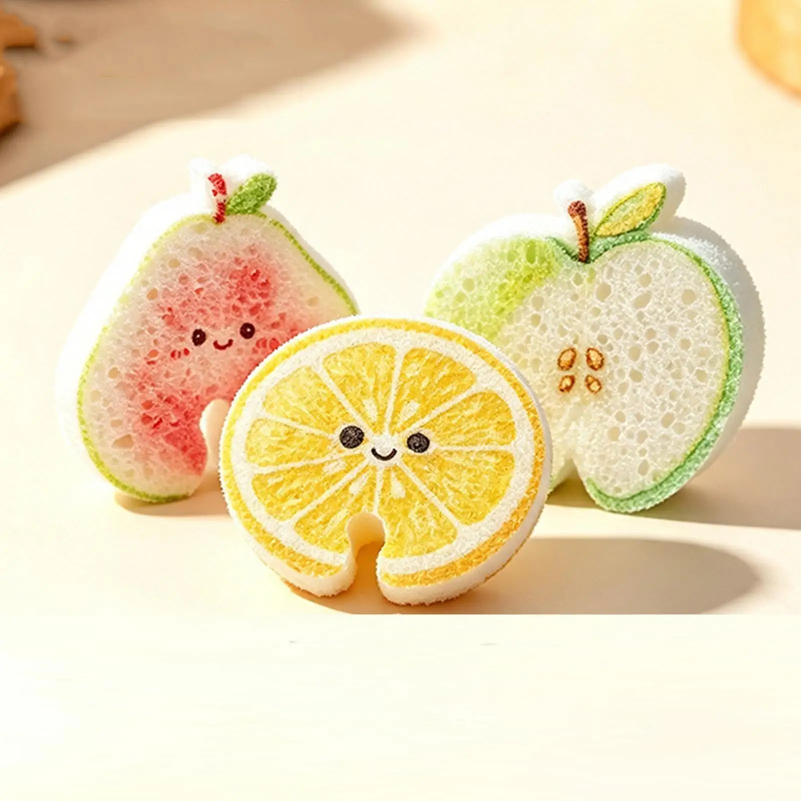 Kitchen Dishwashing Sponges Absorbent Clean Pad Water Tap Slot No Hanging Design Dual-Sided Compressed Cellulose Cleaning Sponge