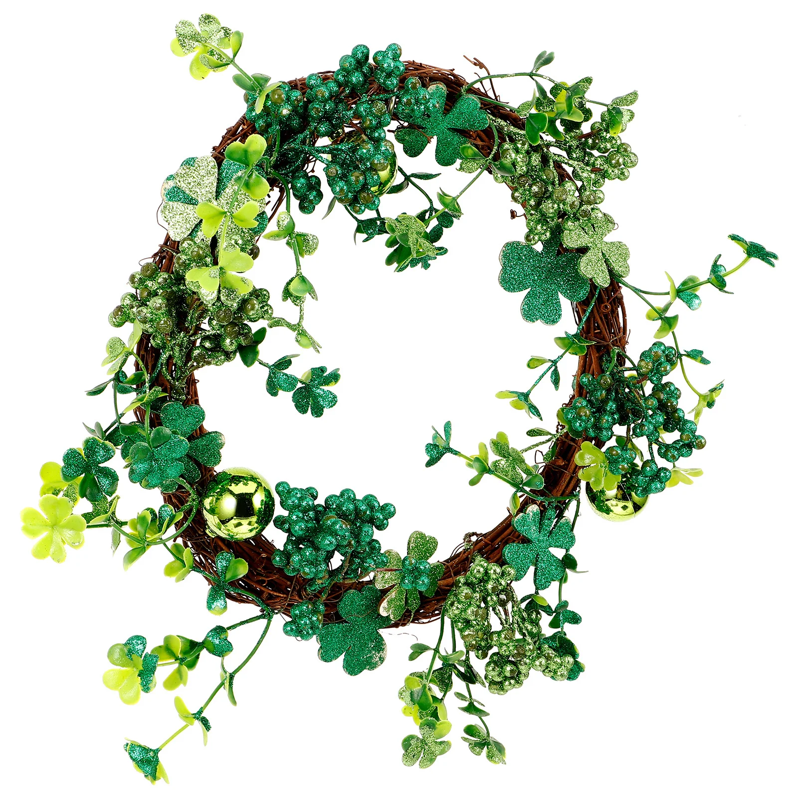 

St. Patrick's Day Clover Hanging Wreath Door Decoration Festival Pendant Artificial Leaf Wreath Front Door Hanging Garland