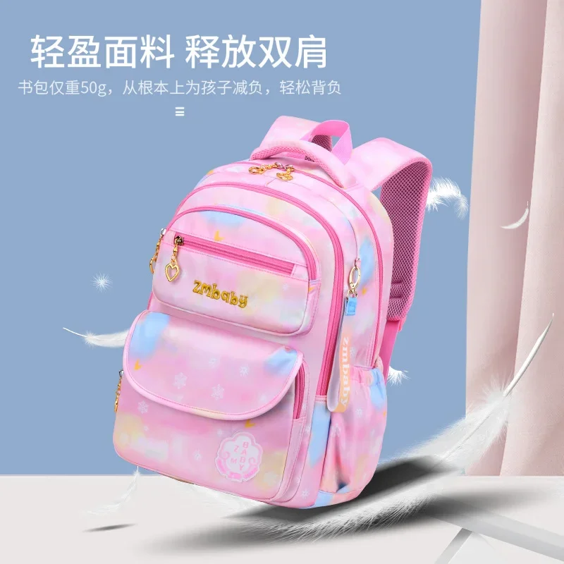 Mochila escolar de gran capacidad resistente al desgaste para estudiantes de primaria, mochila ligera impermeable para niños, bolso de hombro con gradiente de cielo estrellado