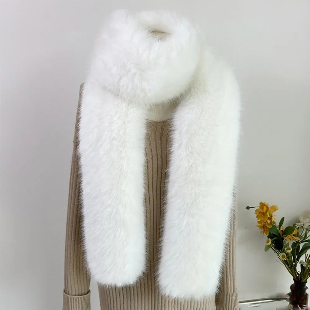 

Vintage 180cm Fake Fur Long Scarf Soft Plush Fur Decor Long Strip Scarf Thick Luxury Wraps Shawl Outdoor