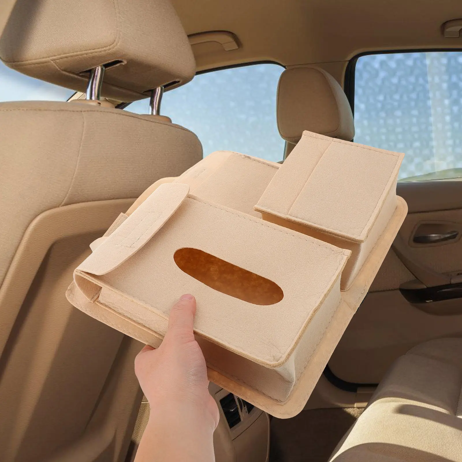 Felt Car Seat Back Organizer Bag Large Capacity Multi Compartment Hanging Storage for Phones Keys Umbrellas Snacks Magazines