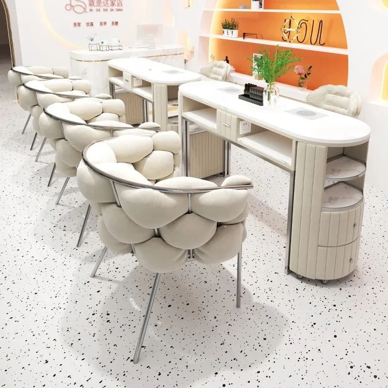 Northern Europe Nail Tables Modern Cream Style Creativity Design Manicure Tables Vacuum Cleaner Salon Furniture Tavolo FYNT