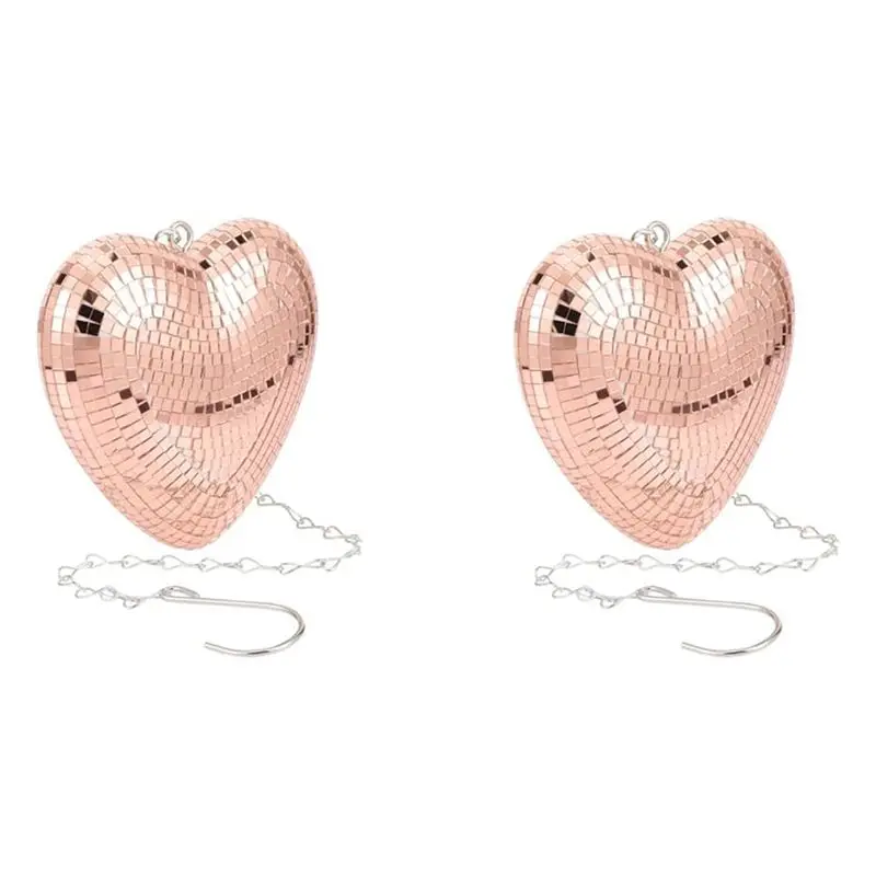 TFORU-2X Disco Ball,Heart Shaped Disco Balls Decoration For Party,Bar,KTV,Etc.Hanging Disco Decor Retro-Reflective Disco Ball