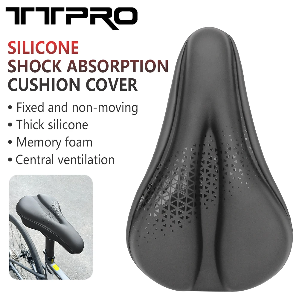 TTPRO Triangle Pattern Seat Cushion Cover Memory Sponge Silicone Thickened Breathable MTB Bicycle Waterproof Seat Cushion Cover