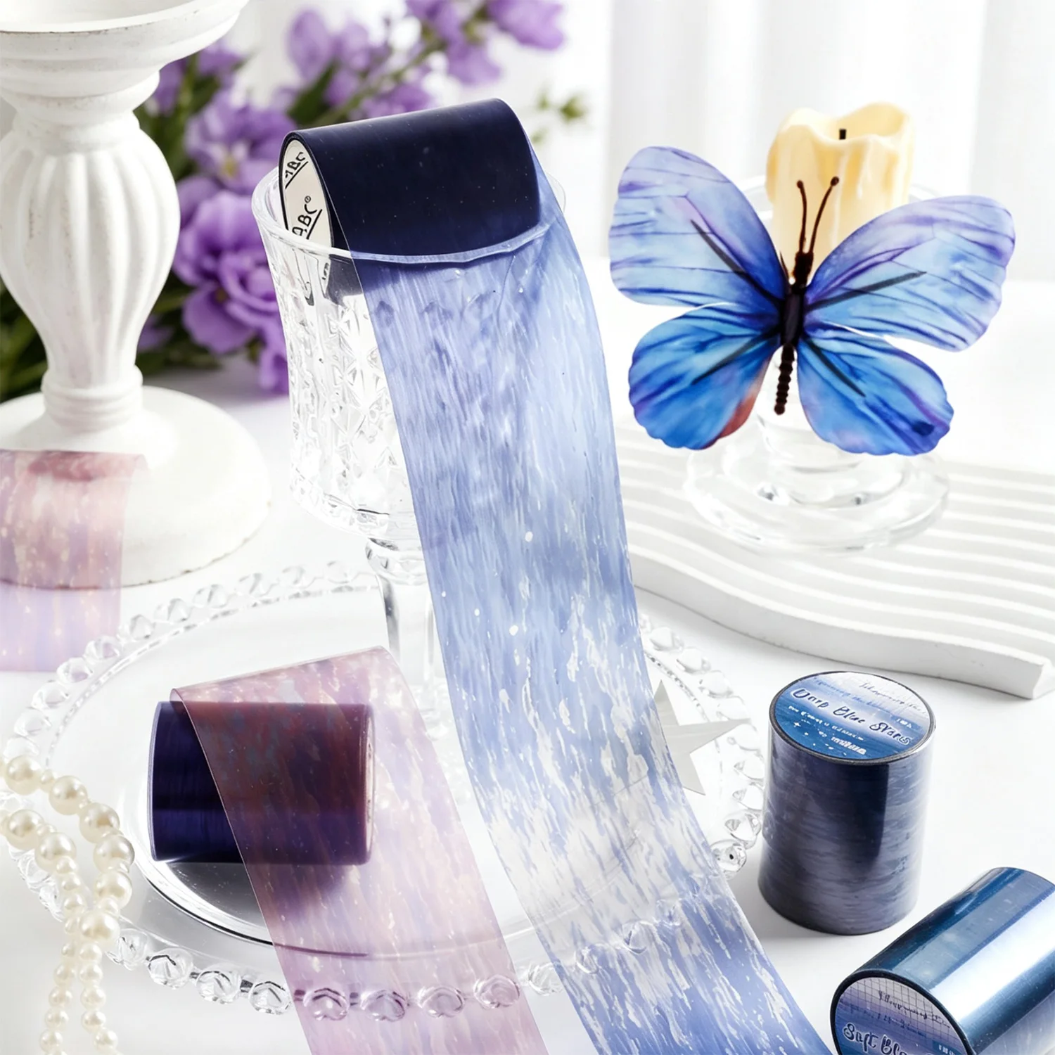 Wave & Starry Words Series Seawave Washi Tape & Stickers, Background Collage Supplies for Ocean Scene Building, Handcraft Lovers