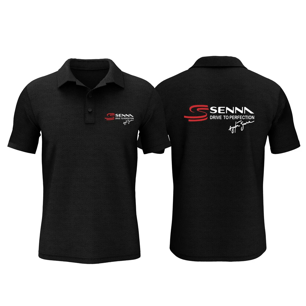 Ayrton Senna Polo Shirt Senna Drive to Perfection Men Casual Tees Cotton Short Sleeve Cool Tops LH-148