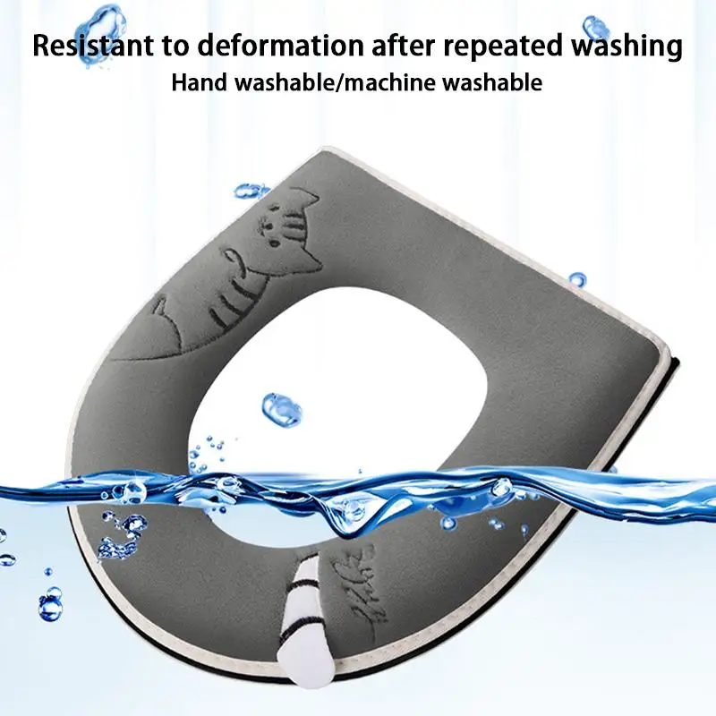 1Pcs Bathroom Toilet Seat Cover Soft Warmer Washable Mat Cover Pad Cushion Seat view 6